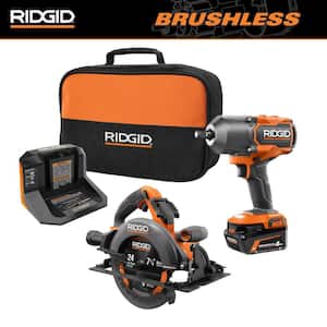 18V Brushless Cordless 2-Tool Combo Kit with High-Torque Impact Wrench, 7-1/4 in. Circular Saw, 4.0 Ah Battery & Charger