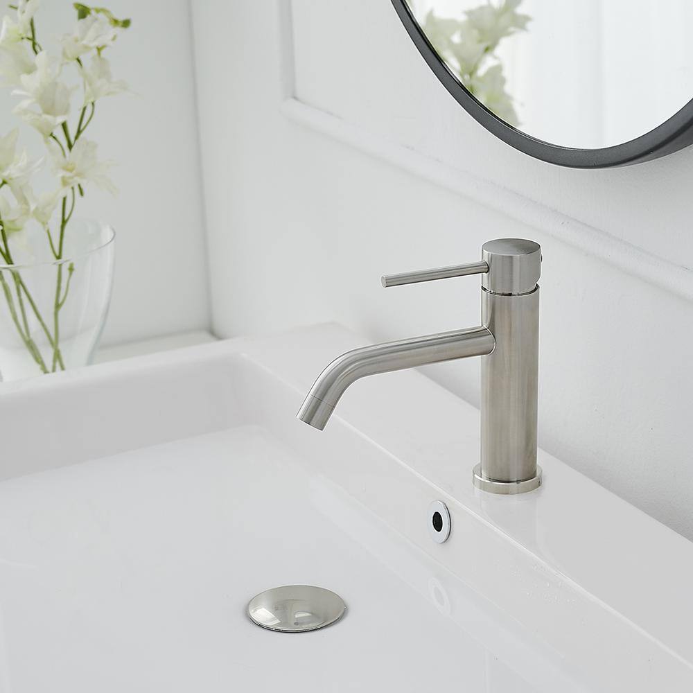 Brushed Nickel Single-Handle Bathroom Faucet with Pop-Up Drain