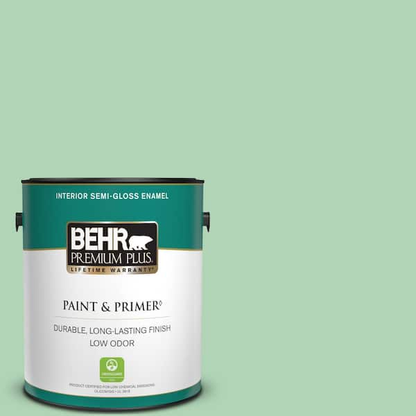 BEHR PREMIUM PLUS 1 gal. #M410-3 Enchanted Meadow Semi-Gloss Enamel Low Odor Interior Paint & Primer