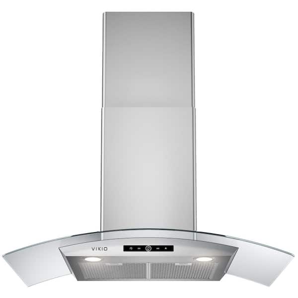 36 in. 400 CFM Ductless Convertible Wall Mount Range Hood in Stainless Steel and Glass