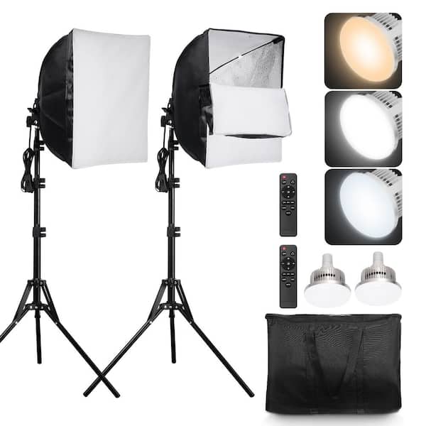16 x 16 in. Softbox Lighting Kit, 45W LED Bulbs, Adjustable 3000-6500K, Tripod Stand, Remote Control for Studio Portrait
