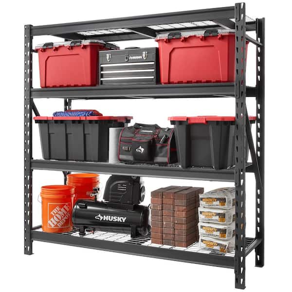 Husky Black 4 Tier Heavy Duty, Industrial Shelving With Drawers