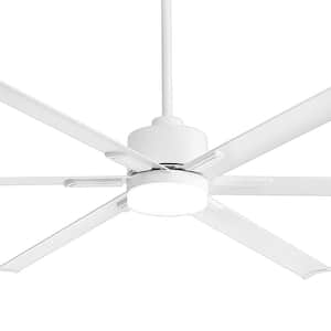 Wallace 6 ft. Indoor White Ceiling Fans with Adjustable White LED Light, 6-Reversible Aluminum Blades and Remote Control