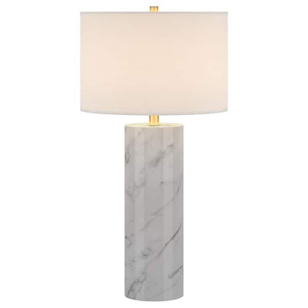 Meyer&Cross Elise 29.5 in. Marble and Brass Finish Table Lamp with Fabric Shade
