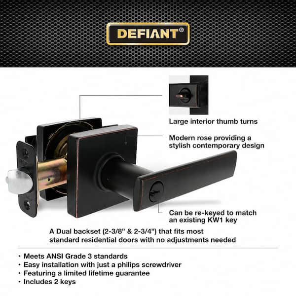 Defiant Westwood Aged Bronze Keyed Entry Door Handle with Square