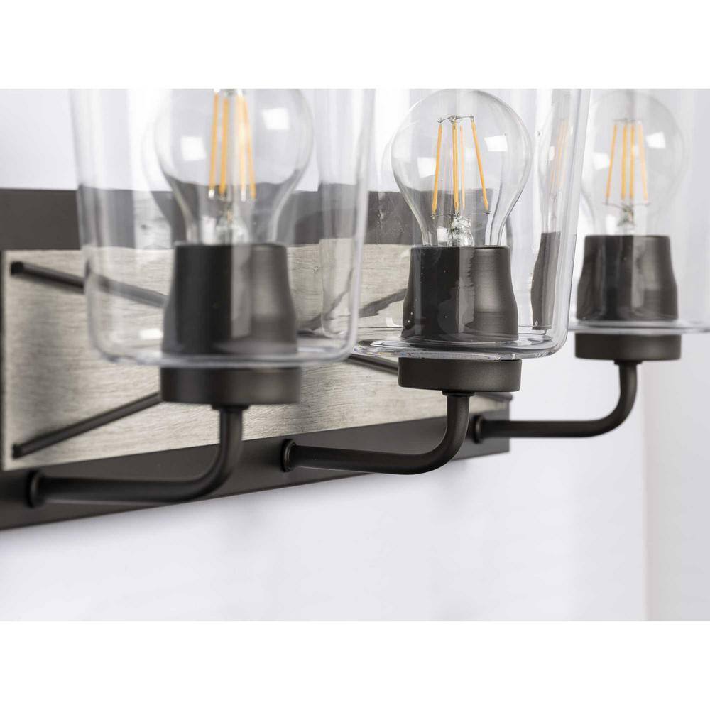 Briarwood 3-Light Graphite and Clear Glass Bath Vanity Fixture
