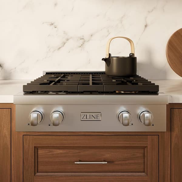 Paramount 30 in. 4-Burner Porcelain Cooktop in Stainless Steel