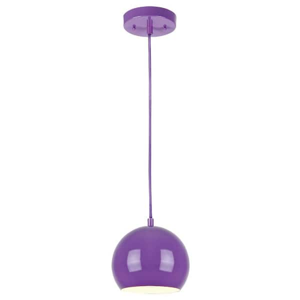 Westinghouse - 1-Light Purple Adjustable Mini Pendant with Metal Shade