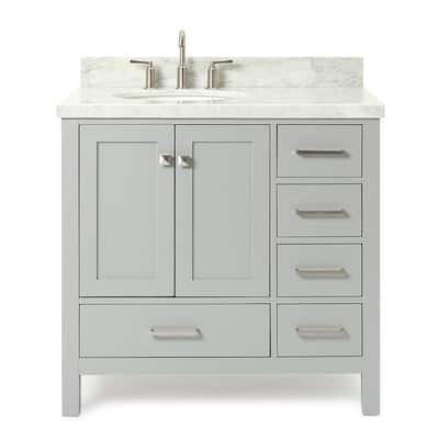 ARIEL Cambridge 43 in. Bath Vanity in Gray with Marble Vanity Top in ...