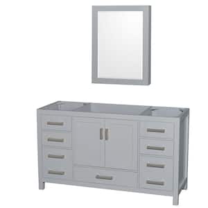 Sheffield 59 in. W x 21.5 in. D x 34.25 in. H Single Bath Vanity Cabinet without Top in Gray with MC Mirror