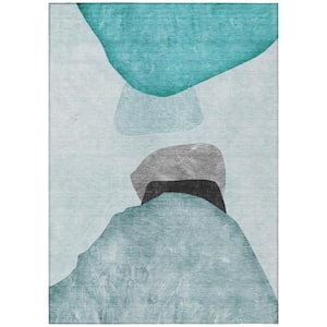 Chantille ACN547 Teal 2 ft. 6 in. x 3 ft. 10 in. Machine Washable Indoor/Outdoor Geometric Area Rug