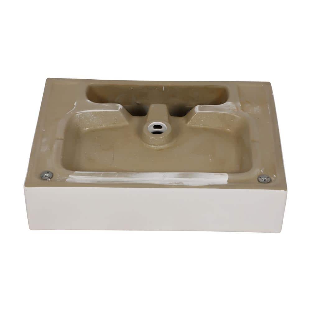 24 Inch White Ceramic Console Sink with Gold Metal Legs
