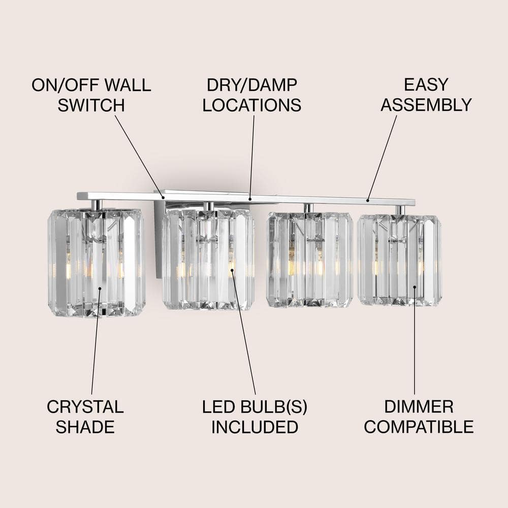 Chrome Glass Prism LED Vanity Light, 29.75"