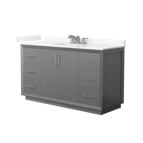 Wyndham Collection Strada 60 in. W x 22 in. D x 35 in. H Single Bath Vanity in Dark Gray with Giotto Quartz Top