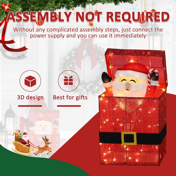 VEIKOUS 27 in. 3D Animated Santa Claus in Gift Box Outdoor