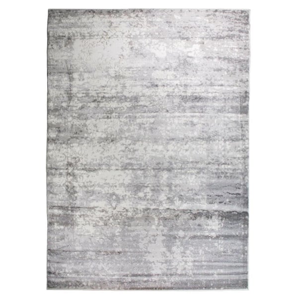 SUPERIOR Afton Cool Grey 5 ft. x 8 ft. Rectangle Abstract Polypropylene Area Rug