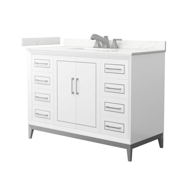 Wyndham Collection Marlena 48 in. W x 22 in. D x 35.25 in. H Single Bath Vanity in White with Giotto Quartz Top