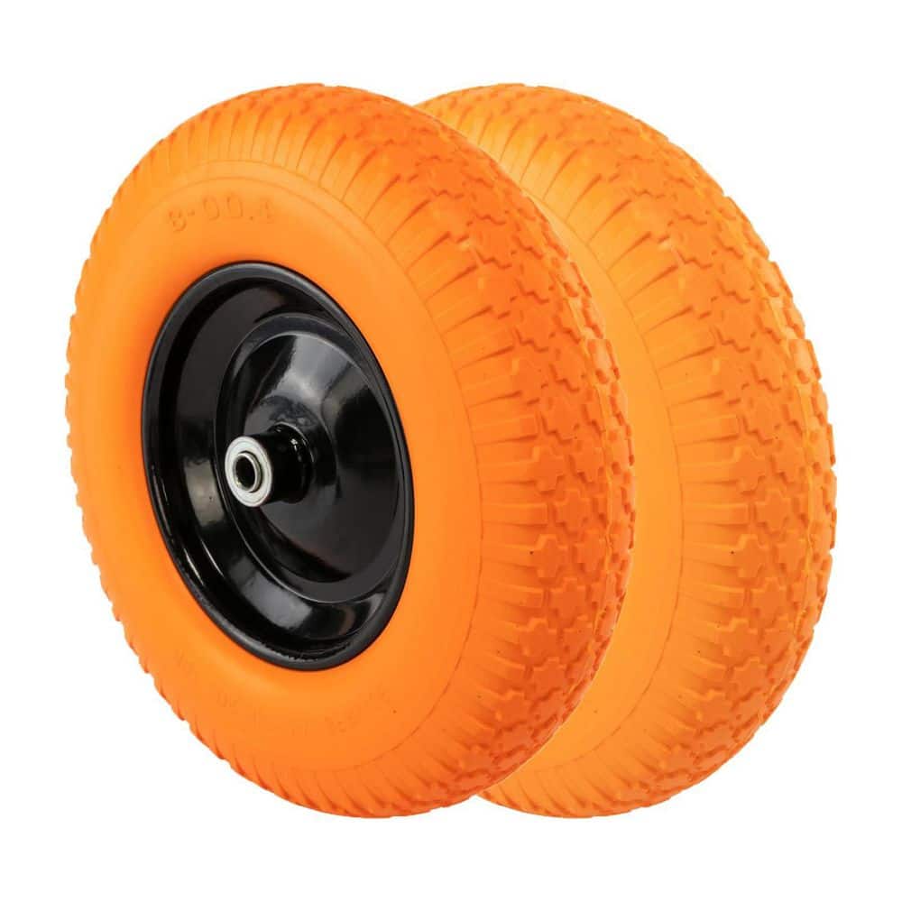 16 x 4.80 in. Flat Free Wheelbarrow Wheel w/ 3/4 and 5/8-Axle 3.5 in. Hub 4.00-8 Replacement Wheel and Tire (Set of 2) price history on PriceWatchPro