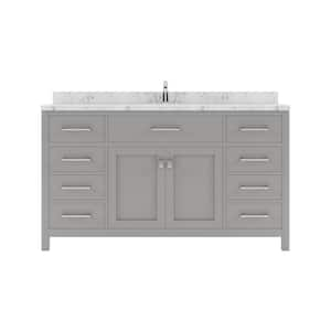 Caroline 60 in. W x 22 in. D x 35 in. H Single Sink Bath Vanity in Gray with Quartz Top