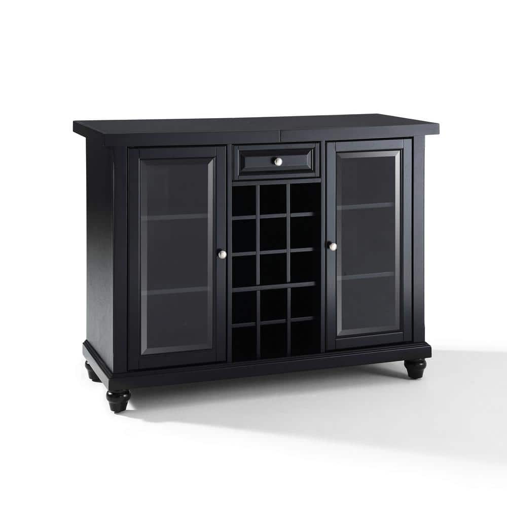 Cambridge 30" Black Hardwood Sliding Top Bar Cabinet