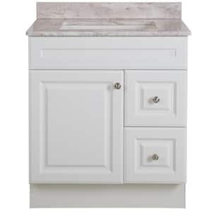 Glensford 31 in. W x 22 in. D Bathroom Vanity in White with Stone Effects Vanity Top in Winter Mist with White Sink
