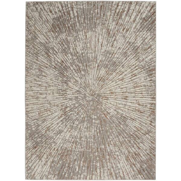 Inspire Me! Home Decor Metallic Grey Mocha 5 ft. x 7 ft. Abstract ...