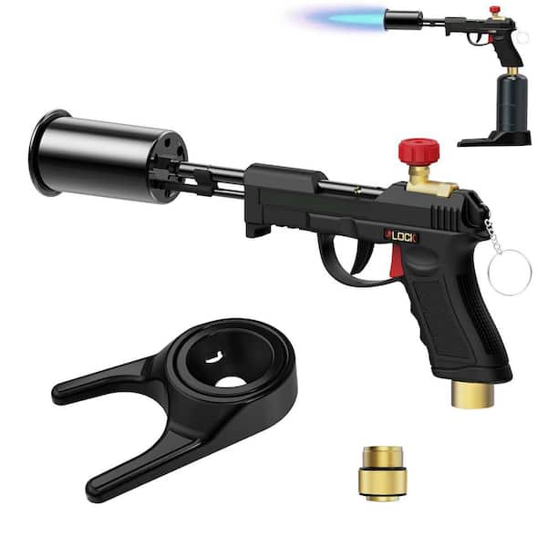 Propane Metal Black Adjustable Grill Torch Gun with Safety Lock and Piezo Ignition for Searing Steak and BBQ
