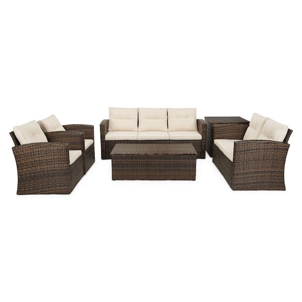 Boyel Living 6 Piece Wicker Outdoor Patio Conversation Furniture