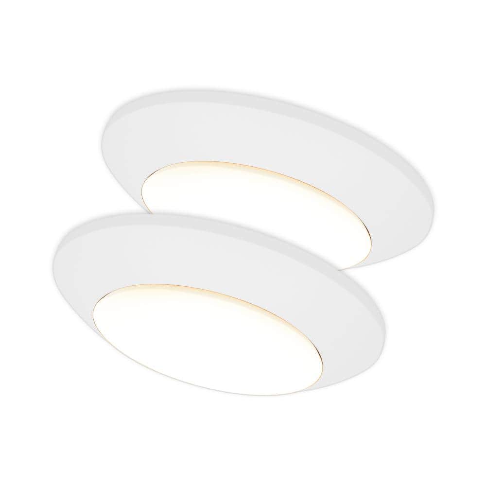 Commercial Electric 7 in. Matte White Slim LED Flush Mount 854 Lumens ...