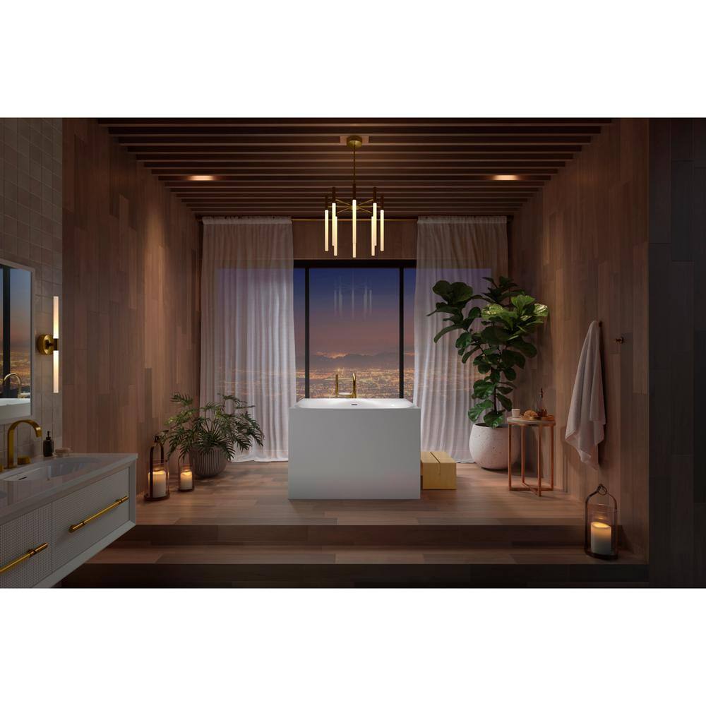 Vibrant Brushed Brass Floor-Mount Bath Filler with Handshower