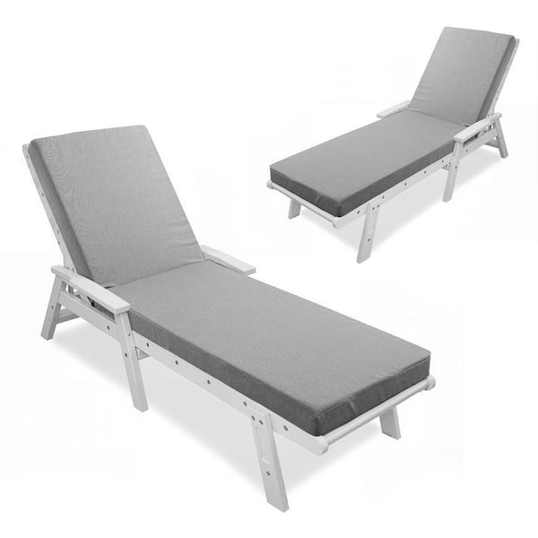 72 in. x 22.4 in. x 3.5 in. (2-Pack) Outdoor Water-Resistant Replacement Chaise Lounge Seat Cushion Sand-Gray