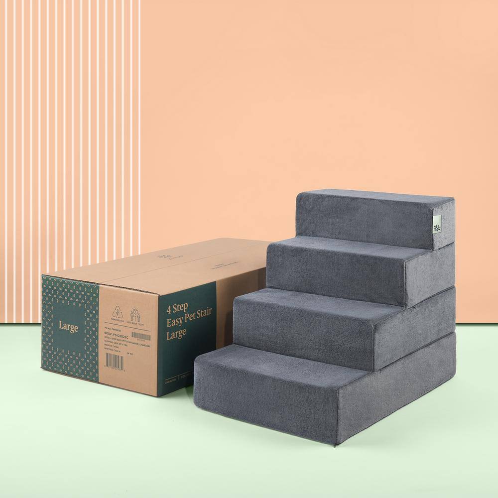 Large Charcoal High-Density Foam Pet Stairs
