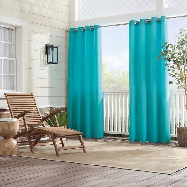 Sunbrella Canvas Solid Outdoor, Light Turquoise Curtains