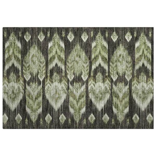 Dream Shag Premium Machine Washable Abstract ADS812 Olive 3 ft. x 4 ft. Area Rug