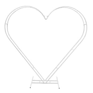 82.68 in. x 81.69 in. White Modern Steel Heart Shape Wedding Backdrop Stand Party Event Flower Decor Arch Arbor