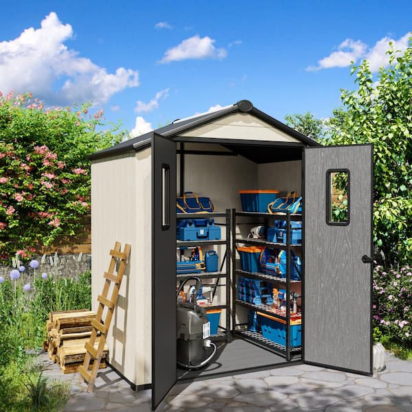 4 ft. x 6 ft. Durable Outdoor Plastic Resin Storage Shed with Floor and Sloping Roof (24 sq. ft. )