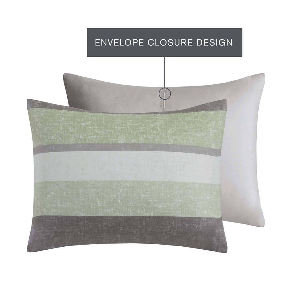 California King Green and Grey Microfiber Bed in a Bag Set
