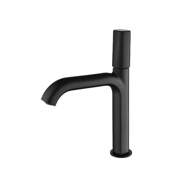 Dimakai Single Hole Single Handle Bathroom Vessel Faucet in Matte Black with Ceramic Disc Valves (Drain Kit Not Included)