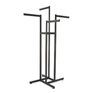 Black Metal 42 in. W x 72 in. H Adjustable 4-Way Clothes Rack with Rectangular Tubing