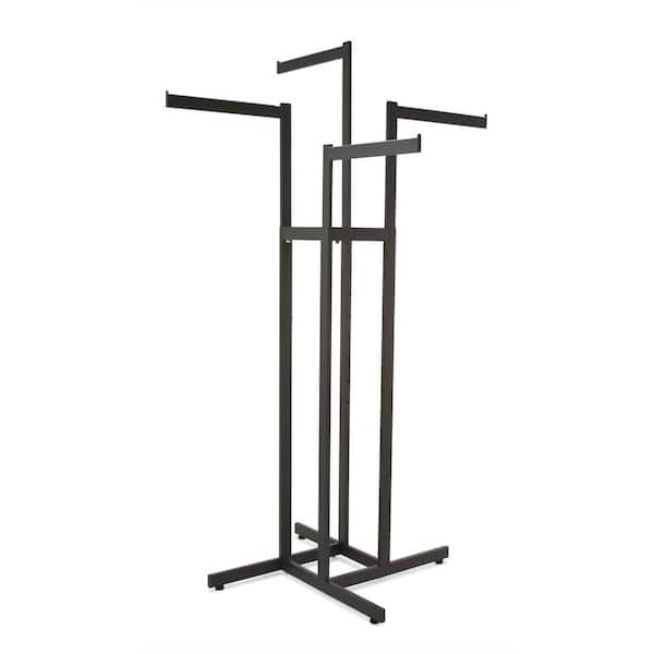 Econoco Black Metal 42 in. W x 72 in. H Adjustable 4-Way Clothes Rack with Rectangular Tubing