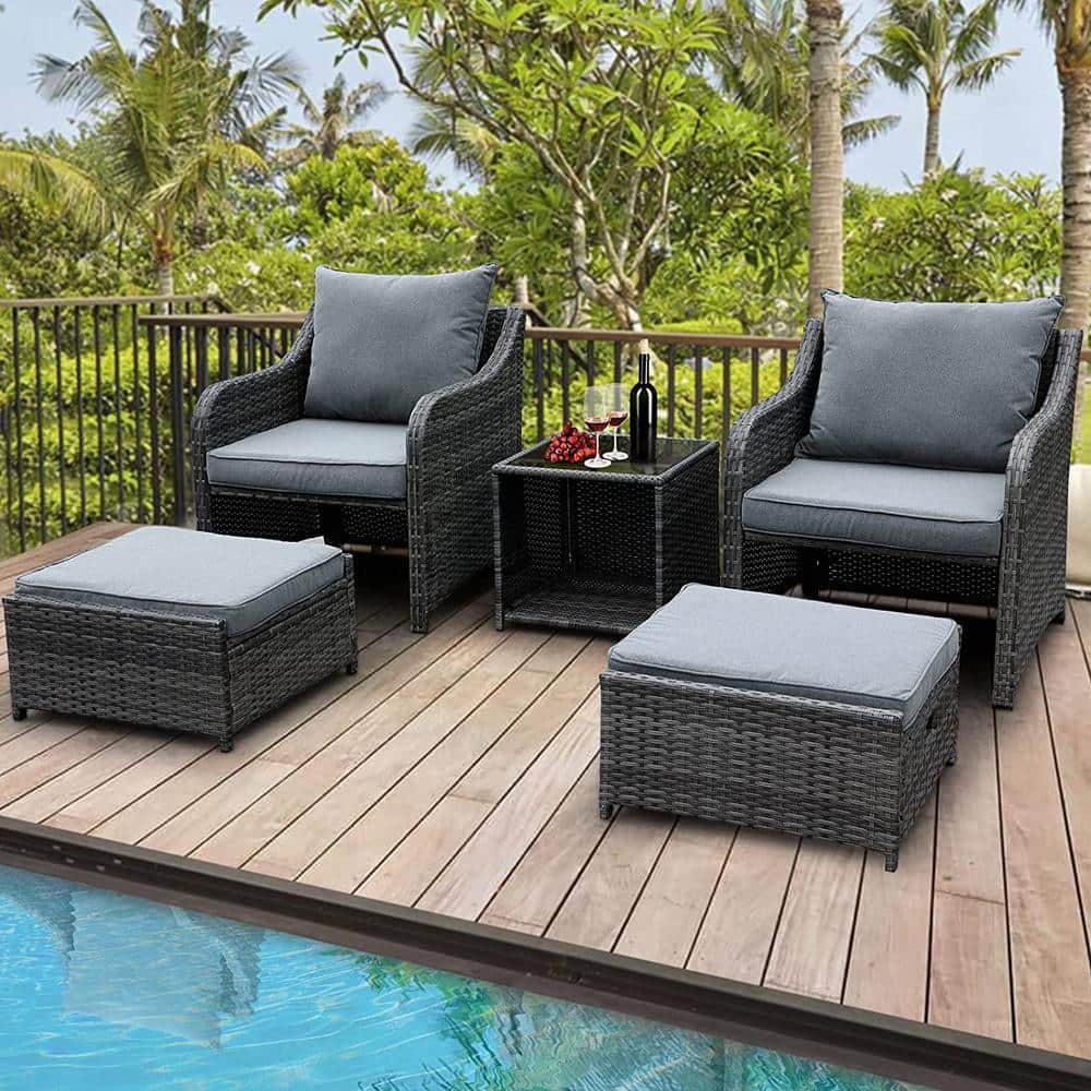 5-Piece Outdoor Furniture Set, Sturdy Iron Frame, Weather-Resistant Wicker,