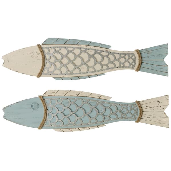 StyleCraft Couple Wood Light Blue and White Wall Decor