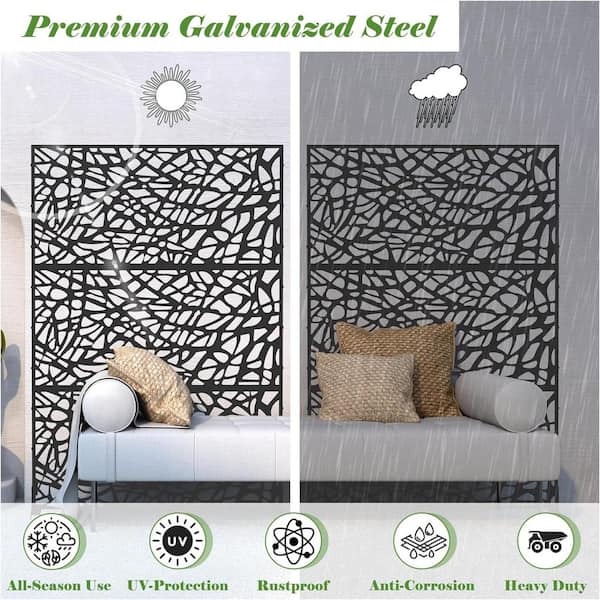 cadeninc 4.03 ft x 5.9 ft Black Steel Privacy Screen Fence Panels