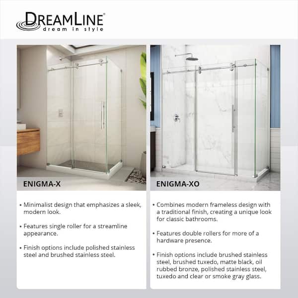 DreamLine - Enigma-XO 68-72 in. W x 76 in. H Fully Frameless Sliding Shower Door in Oil Rubbed Bronze