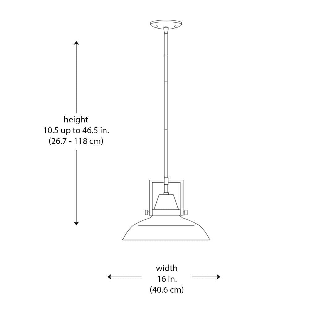 Wilhelm 16-inch Black Metal Dome Farmhouse Pendant Light