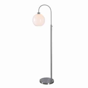 Highstone 63 in. Brushed Silver Indoor Floor Lamp with Opal Globe Shade