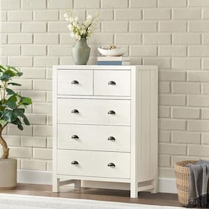 Driftwood White 5-Drawer 36 in. Wide Chest of Drawers