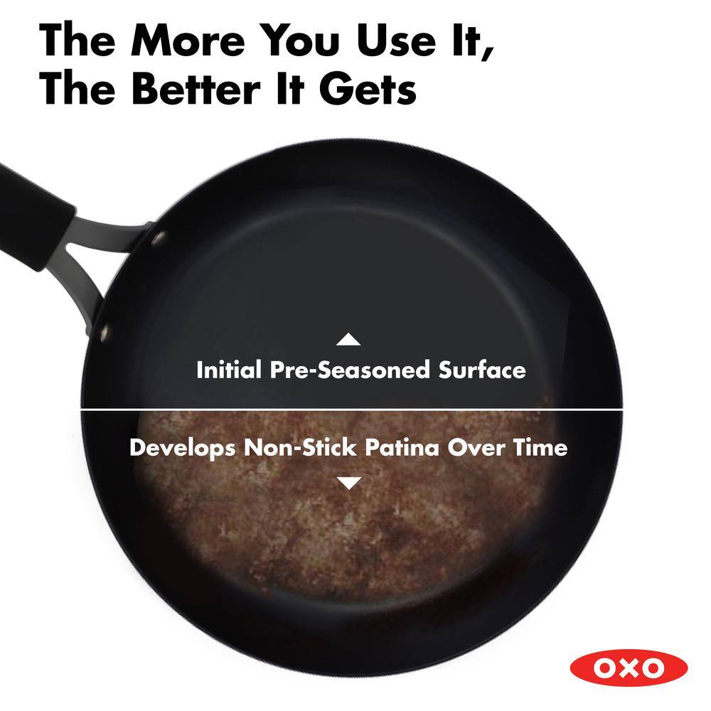 OXO 12" Black Carbon Steel Non-Stick Wok with Silicone Handle