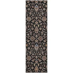 Mayfield Premium Machine Washable Abstract AMF2192 Black 2 ft. x 7 ft. Runner Rug