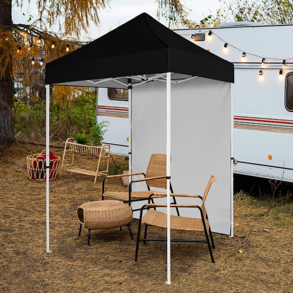 5 ft. x 5 ft. Black Pop Up Canopy Tent with Carry Bag, Removable Sidewall and Mesh Pocket, Instant Shelter Tent